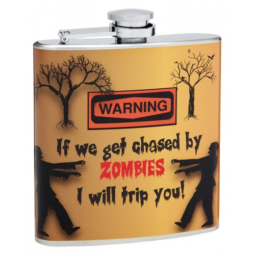 6oz "Chased by Zombies" Hip Flask