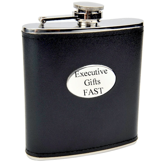 Black Hip Flask with Engraving Plate