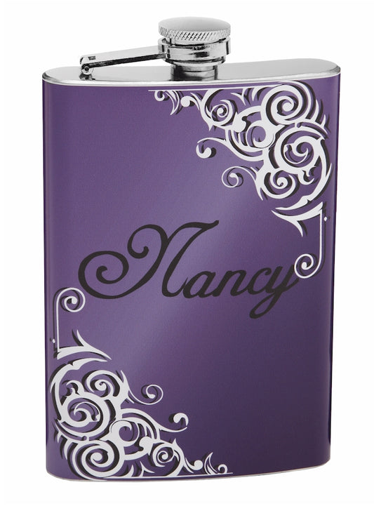 Customized Scroll Design Flask with Your Name