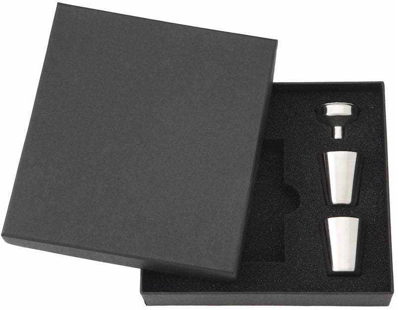 6oz Black Leather with Cut Out Design Hip Flask