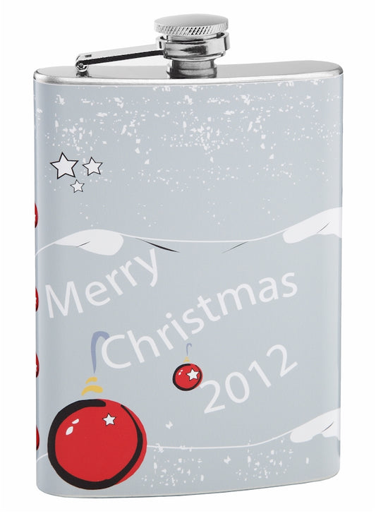 Merry Christmas 8oz Hip Flask with Personalization