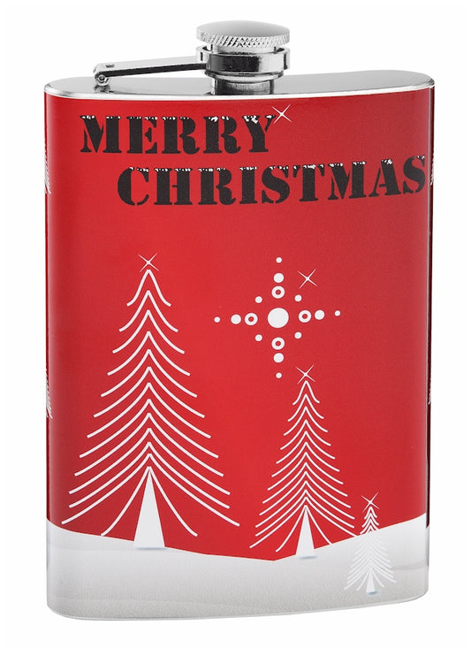 Red "Merry Christmas" Holiday 8oz Hip Flask