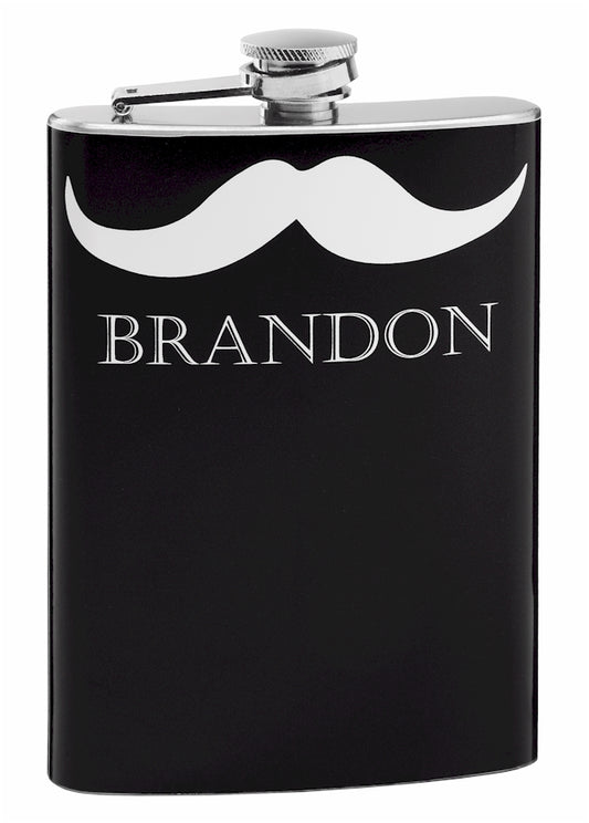 Personalized 8oz Hip Flask with Mustache