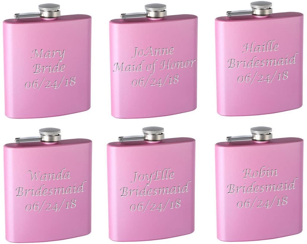 Custom Flasks Top Shelf Flasks 6-Pack Personalized (Custom Engraved) 6oz Bridal Part ...