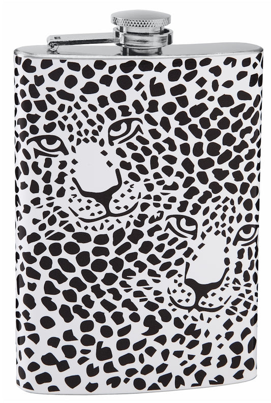 8oz Custom Snow Leopard Print Flask