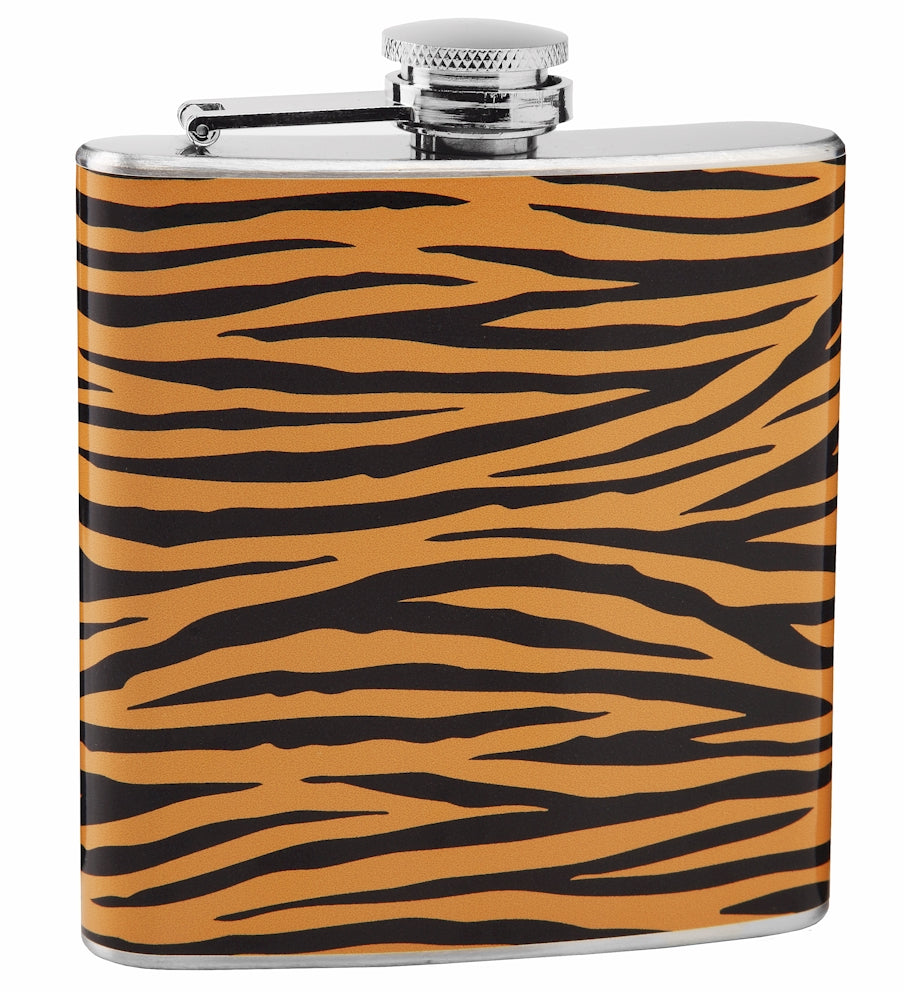 Tiger Print 6oz Stainless Steel Hip Flask – Flasks.com